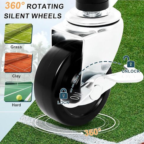 قادوس كرة تنس كبير جدًا، يحمل 200 كرة، سلة كرات تنس قابلة للطي مع عجلات وحقيبة قابلة للإزالة، عربة كرة مخلل خفيفة الوزن للبيسبول/الكرة اللينة، للتدريب/التدريس، أسود in Kuwait