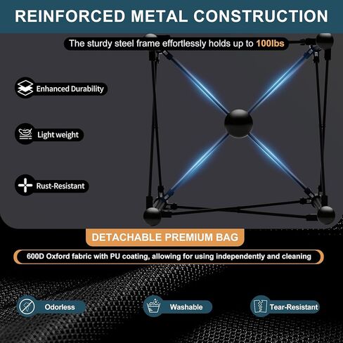 قادوس كرة تنس كبير جدًا، يحمل 200 كرة، سلة كرات تنس قابلة للطي مع عجلات وحقيبة قابلة للإزالة، عربة كرة مخلل خفيفة الوزن للبيسبول/الكرة اللينة، للتدريب/التدريس، أسود in Kuwait
