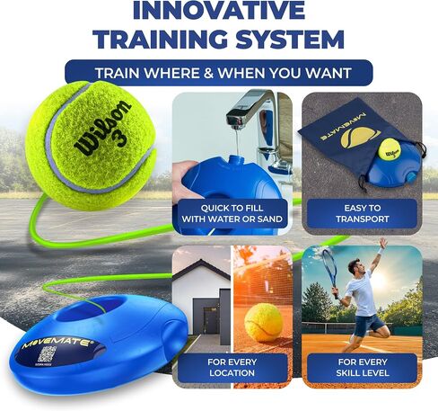 Tennis-Trainer Set with Wilson® Tennis Ball | Innovative Ball Game for Outdoors, in The Garden, in The Park for Children & Adults | Incl. Transport Bag & Exercise Videos in Saudi Arabia