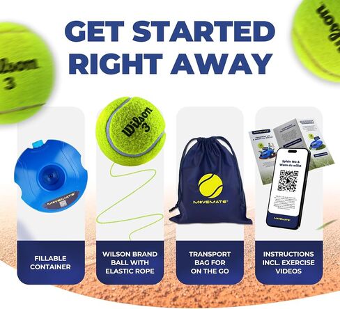 Tennis-Trainer Set with Wilson® Tennis Ball | Innovative Ball Game for Outdoors, in The Garden, in The Park for Children & Adults | Incl. Transport Bag & Exercise Videos in Saudi Arabia