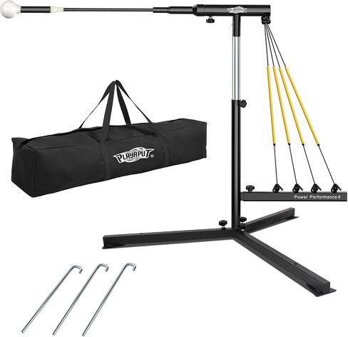 Baseball Swing Trainer with 4 Power Bands,Auto Reset Baseball Hitting Trainer,Softball Swing Trainer,Height Adjustable 31-47 inches Baseball Training Equipment Improve Power,Speed in Saudi Arabia