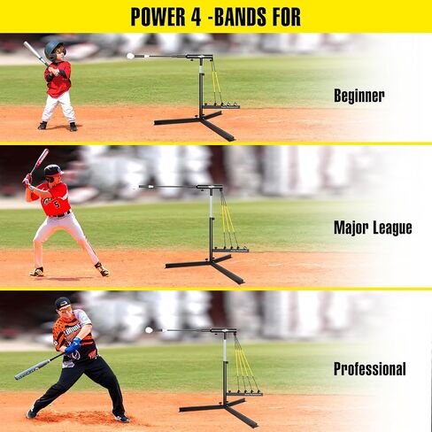 Baseball Swing Trainer with 4 Power Bands,Auto Reset Baseball Hitting Trainer,Softball Swing Trainer,Height Adjustable 31-47 inches Baseball Training Equipment Improve Power,Speed in Saudi Arabia