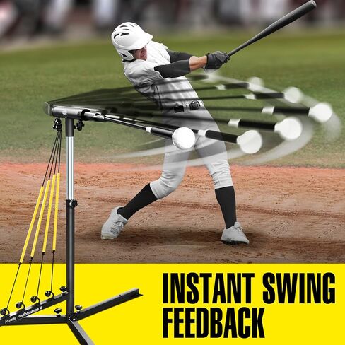 Baseball Swing Trainer with 4 Power Bands,Auto Reset Baseball Hitting Trainer,Softball Swing Trainer,Height Adjustable 31-47 inches Baseball Training Equipment Improve Power,Speed in Saudi Arabia