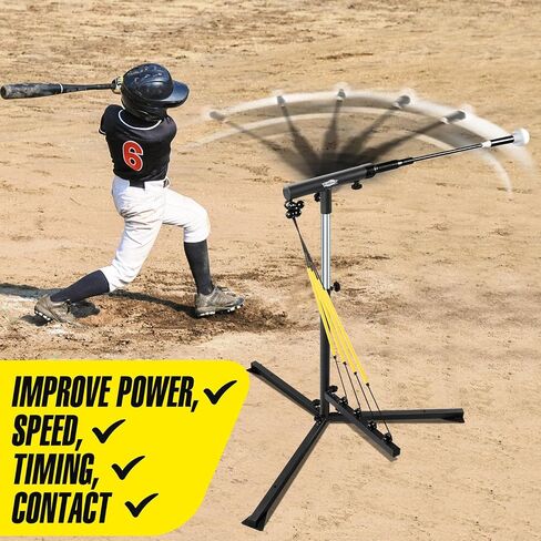 Baseball Swing Trainer with 4 Power Bands,Auto Reset Baseball Hitting Trainer,Softball Swing Trainer,Height Adjustable 31-47 inches Baseball Training Equipment Improve Power,Speed in Saudi Arabia