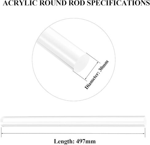 Plastic Rods 2 Pcs Acrylic Round Rods Length 497Mm, Solid Rod Suitable for DIY Crafts Supplies and Model Making,Diameter 32mm(Diameter 22mm) in Saudi Arabia