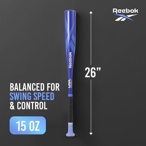 Reebok - T Ball Bat, 26-Inch Aluminum Bat for Kids & Youth, Baseball Bat for Practice, Training, and Beginners (Blue) in Saudi Arabia