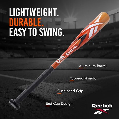 Reebok - T Ball Bat, 25-Inch Aluminum Bat for Kids & Youth, Baseball Bat for Practice, Training, and Beginners (Orange) in Saudi Arabia