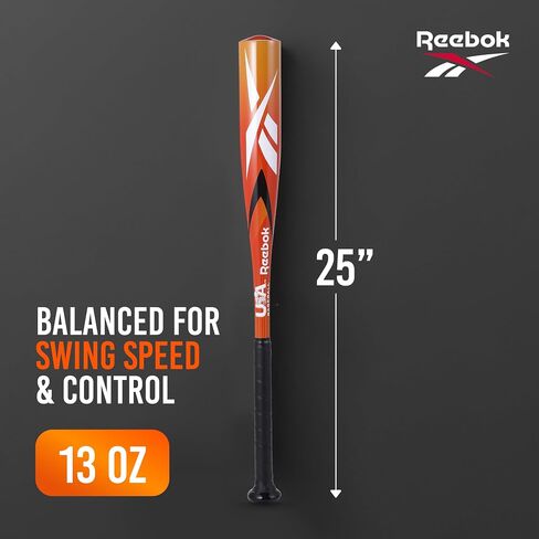 Reebok - T Ball Bat, 25-Inch Aluminum Bat for Kids & Youth, Baseball Bat for Practice, Training, and Beginners (Orange) in Saudi Arabia