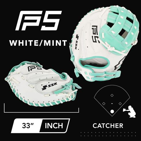 قفاز SSK FP5 Fastpitch Softball Catcher's Mitt 33 بوصة - 34 بوصة لليد اليمنى واليسرى، قفاز كرة لينة مصنوع من الجلد بالكامل in Saudi Arabia