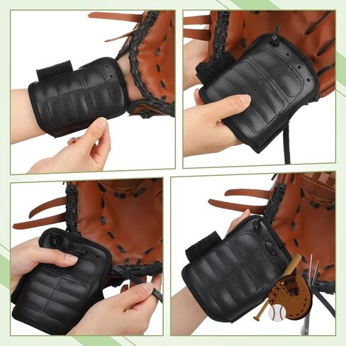 Soulchen Baseball Wrist Guard with Strap Leather Protective Shield for Right and Left Hand Catchers Mitt for Adult Baseball Accessory Supplies in Saudi Arabia
