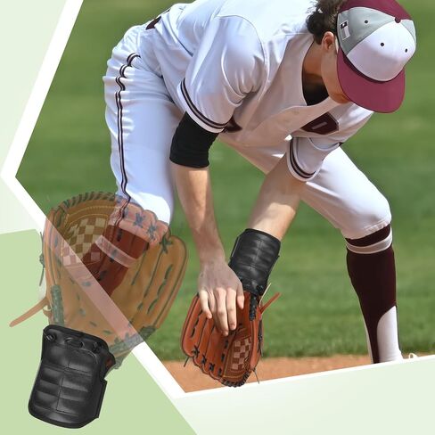Soulchen Baseball Wrist Guard with Strap Leather Protective Shield for Right and Left Hand Catchers Mitt for Adult Baseball Accessory Supplies in Saudi Arabia