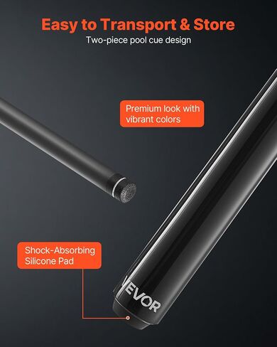 VEVOR Pool Cue، قطعة واحدة من عصا استراحة القفز، 58 بوصة و19.5 أونصة عصا حمام السباحة، عصا كسر مع عمود من ألياف الكربون وعقب عصا القيقب، فواصل ضارب ثقيلة قفز البلياردو للبالغين، المنزل، المكتب in Saudi Arabia