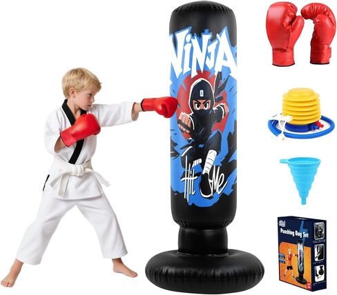 2025 Upgraded 4-in-1 Punching Bag Set Inflatable Boxing Bag, Holidays, Birthday Gifts, Kick Bag Equipment for Practice Karate, Taekwondo Punching Bag Gifts for Kid （36 Months+） in Kuwait