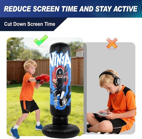 2025 Upgraded 4-in-1 Punching Bag Set Inflatable Boxing Bag, Holidays, Birthday Gifts, Kick Bag Equipment for Practice Karate, Taekwondo Punching Bag Gifts for Kid （36 Months+） in Kuwait