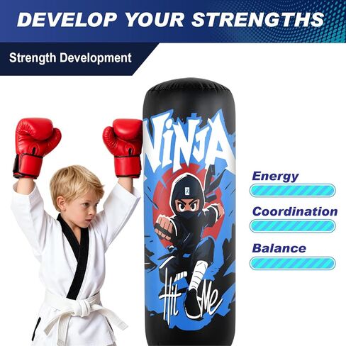2025 Upgraded 4-in-1 Punching Bag Set Inflatable Boxing Bag, Holidays, Birthday Gifts, Kick Bag Equipment for Practice Karate, Taekwondo Punching Bag Gifts for Kid （36 Months+） in Kuwait