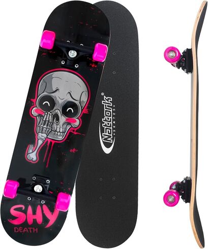 Nattork 31 Inch Complete Skateboard, Standard Skateboards for Beginners, Wood 9 Layer Canadian Maple Trick Skate Boards for Boys Girls Youth Teens Adults in Saudi Arabia