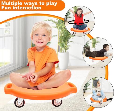 Sports Scooter Board with Handles Sitting Scooter Board with Universal Wheels Manual Sport Scooters Plastic Casters Floor Scooter Board for Gym Physical Education Equipment Indoor Outdoor in Saudi Arabia