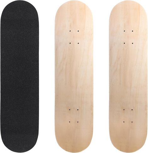 Meooeck Blank Skateboard Decks for Art Painting 32 x 8 Inches, Wood Skateboard Replacement 7 Layer Maple Double Tail Plain Skate Board with Sandpaper for Home Decor in Saudi Arabia