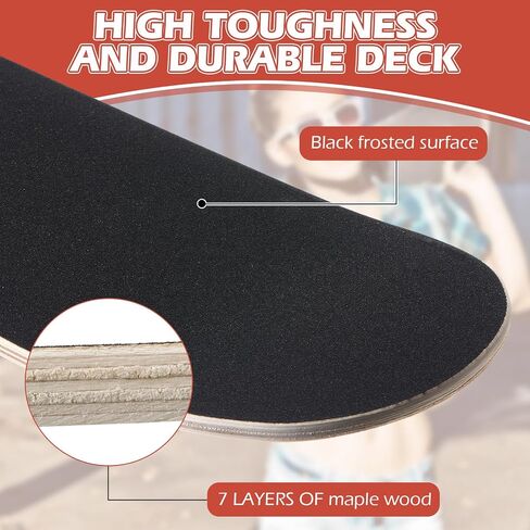 Meooeck Blank Skateboard Decks for Art Painting 32 x 8 Inches, Wood Skateboard Replacement 7 Layer Maple Double Tail Plain Skate Board with Sandpaper for Home Decor in Saudi Arabia