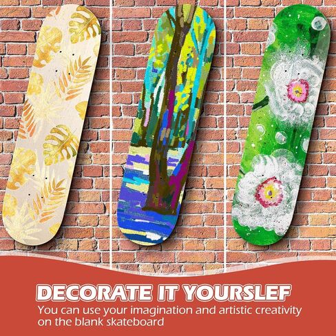 Meooeck Blank Skateboard Decks for Art Painting 32 x 8 Inches, Wood Skateboard Replacement 7 Layer Maple Double Tail Plain Skate Board with Sandpaper for Home Decor in Saudi Arabia