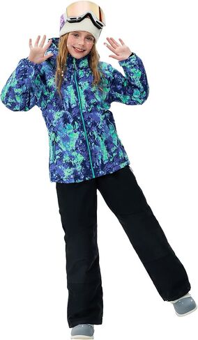 Girls Boys Ski Suit Kids Snowsuits Waterproof Snowboard Elastic Hood Jacket with Bib Pants, Windproof Winter Warmth in Saudi Arabia