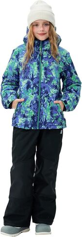 Girls Boys Ski Suit Kids Snowsuits Waterproof Snowboard Elastic Hood Jacket with Bib Pants, Windproof Winter Warmth in Saudi Arabia