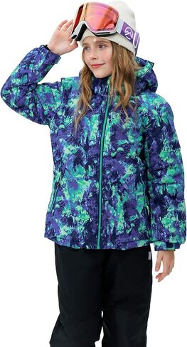 Girls Boys Ski Suit Kids Snowsuits Waterproof Snowboard Elastic Hood Jacket with Bib Pants, Windproof Winter Warmth in Saudi Arabia
