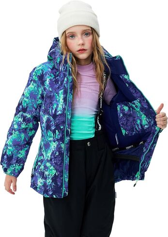 Girls Boys Ski Suit Kids Snowsuits Waterproof Snowboard Elastic Hood Jacket with Bib Pants, Windproof Winter Warmth in Saudi Arabia