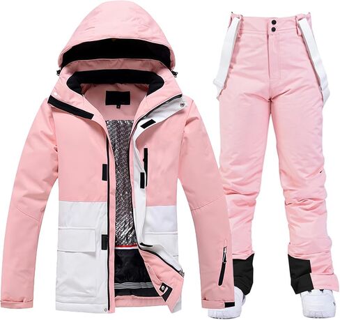 Women's Ski Jackets and Bib Pants Set Windproof Waterproof Insulated Snowsuit in Saudi Arabia