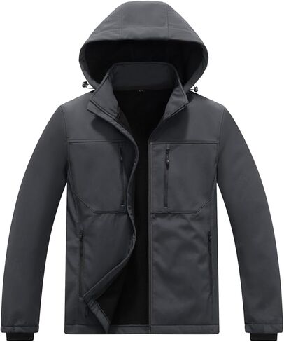 KVE Men's Softshell Jacket with Hood Waterproof Windbreaker Lightweight Rain Shell Jacket for Outdoor Hiking in Kuwait