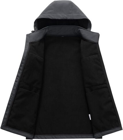 KVE Men's Softshell Jacket with Hood Waterproof Windbreaker Lightweight Rain Shell Jacket for Outdoor Hiking in Kuwait