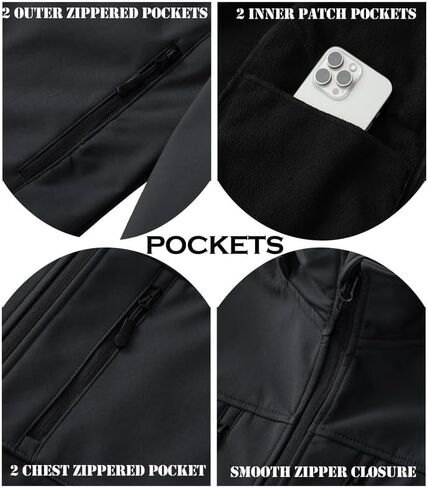 KVE Men's Softshell Jacket with Hood Waterproof Windbreaker Lightweight Rain Shell Jacket for Outdoor Hiking in Kuwait