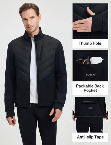 baleaf Men's Cycling Jacket Puffer Lightweight Coat Windproof Warm Winter 5 Pockets Packable Running Hiking in Saudi Arabia
