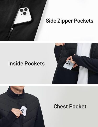 baleaf Men's Cycling Jacket Puffer Lightweight Coat Windproof Warm Winter 5 Pockets Packable Running Hiking in Saudi Arabia