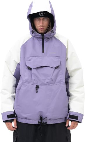 SNOWVERB Mens Snowboard Baggy Anorak Half-zipper Snow Jackets Camo Leopard Waterproof Mountain Ski Coats with Hood in Saudi Arabia