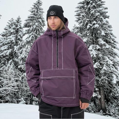 SNOWVERB Mens Baggy Snow Insulated Jacket Winter Waterproof Big Cargo Pocket Windproof Snowboarding Jacket with Hood in Saudi Arabia