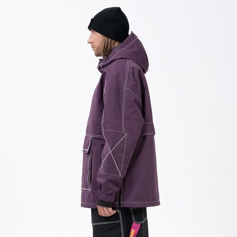 SNOWVERB Mens Baggy Snow Insulated Jacket Winter Waterproof Big Cargo Pocket Windproof Snowboarding Jacket with Hood in Saudi Arabia