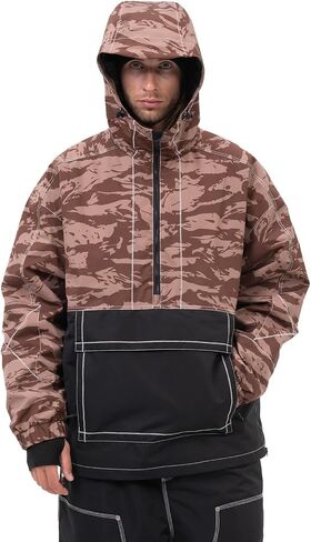 SNOWVERB Mens Baggy Snow Insulated Jacket Winter Waterproof Big Cargo Pocket Windproof Snowboarding Jacket with Hood in Saudi Arabia