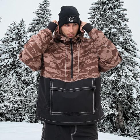 SNOWVERB Mens Baggy Snow Insulated Jacket Winter Waterproof Big Cargo Pocket Windproof Snowboarding Jacket with Hood in Saudi Arabia