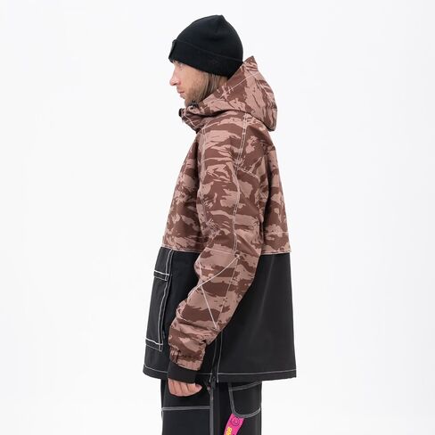 SNOWVERB Mens Baggy Snow Insulated Jacket Winter Waterproof Big Cargo Pocket Windproof Snowboarding Jacket with Hood in Saudi Arabia