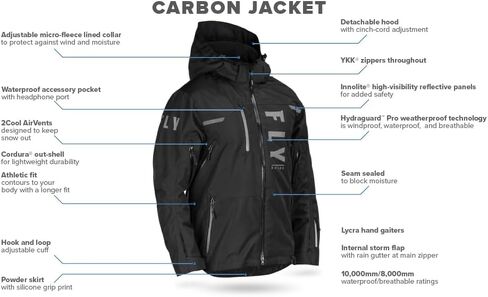 Fly Racing Carbon Set – Men’s Snowmobile Suit with Hydraguard Pro, Waterproof Jacket & Bibs, Reflective Shell Snow Gear in Saudi Arabia