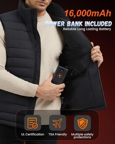 Heated Vest for Men, Mens Vest with 16000mAh Battery Pack Included for Camping/Ski/Working in Saudi Arabia