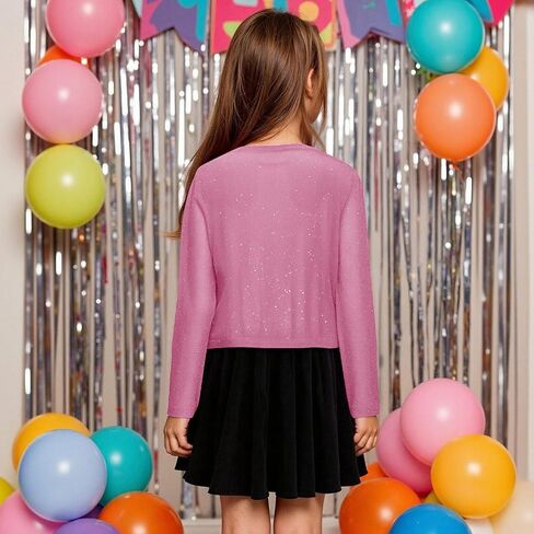 Sequin Jacket for Girls Long Sleeve Open Front Cardigan Shrug Girl Bolero Party Sparkly Cropped Jackets Coat in Saudi Arabia