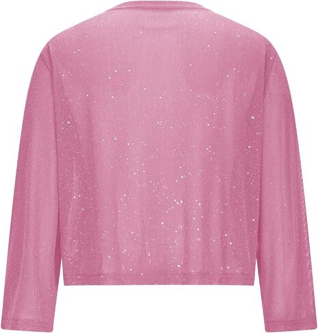 Sequin Jacket for Girls Long Sleeve Open Front Cardigan Shrug Girl Bolero Party Sparkly Cropped Jackets Coat in Saudi Arabia
