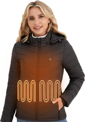 Heated Jackets for Women, Heated Jacket with 12V 20000mAh Battery Pack, 6 Heating Zones, Black in Saudi Arabia