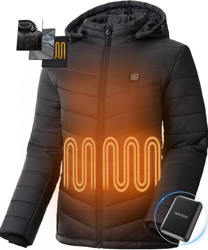 Heated Jackets for Women, Heated Jacket with 12V 20000mAh Battery Pack, 6 Heating Zones, Black in Saudi Arabia