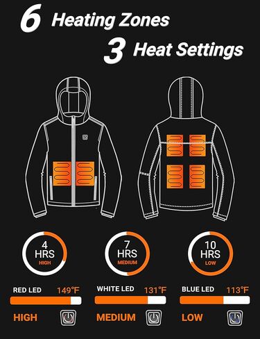 Heated Jackets for Women, Heated Jacket with 12V 20000mAh Battery Pack, 6 Heating Zones, Black in Saudi Arabia