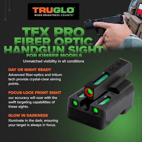 Truglo TFX PRO مسدس البصر، متوهجة مقاومة للصدمات التريتيوم والألياف البصرية للرؤية الليلية للمسدسات، مدمجة، متينة، وخالية من العوائق in Kuwait
