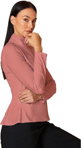 سترة رياضية نسائية مكشكشة من ACEGOLFS خفيفة الوزن وأكمام طويلة وسحاب كامل وسترة جولف وجيوب للسيدات للتمرين والمشي لمسافات طويلة بعامل حماية من الأشعة فوق البنفسجية 50+ in Kuwait