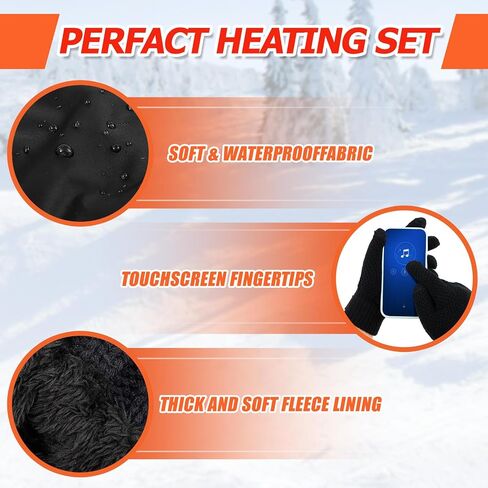 3 Pcs Women Heated Vest Hat and Gloves Set, Electric Rechargeable Warmer Beanie Jacket, Battery Not Included in Saudi Arabia